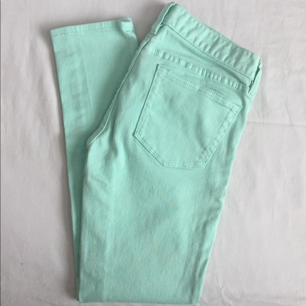 J Crew Toothpick Mint Skinny Jeans